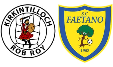 Two of our readers’ favourite club crests: Kirkintilloch Rob Roy FC and SC Faetano.