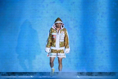 Junto Nakatani makes his entrance ahead of Saturday’s fight.