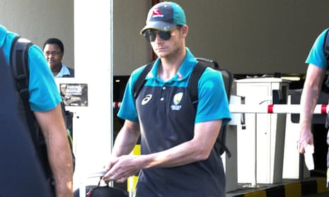 Steve Smith leaves the hotel as the team make their way to Cape Town’s airport en route to Johannesburg.