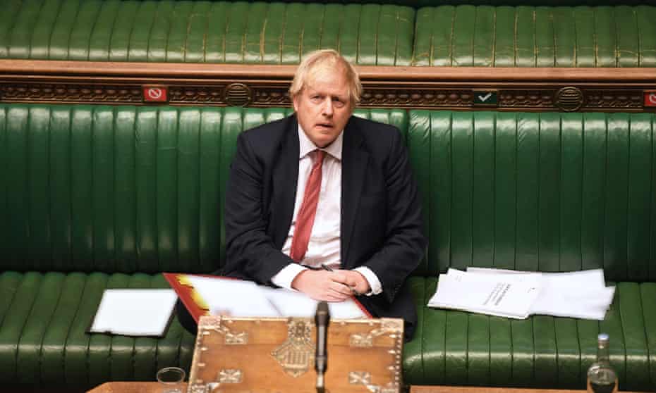Boris Johnson in the House of Commons in London, 11 May 2020.