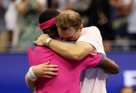 Frances Tiafoe and Alex Michelsen embrace after a breathtaking quarter-final.