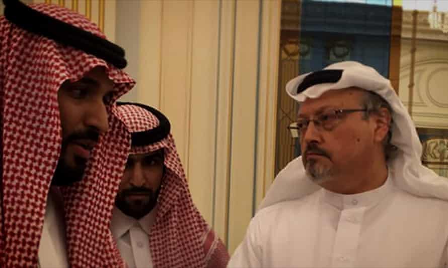 Khasghoggi with the crown prince (left) in a scene from The Dissident.