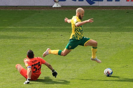 Teemu Pukki scores a goal for Norwich.