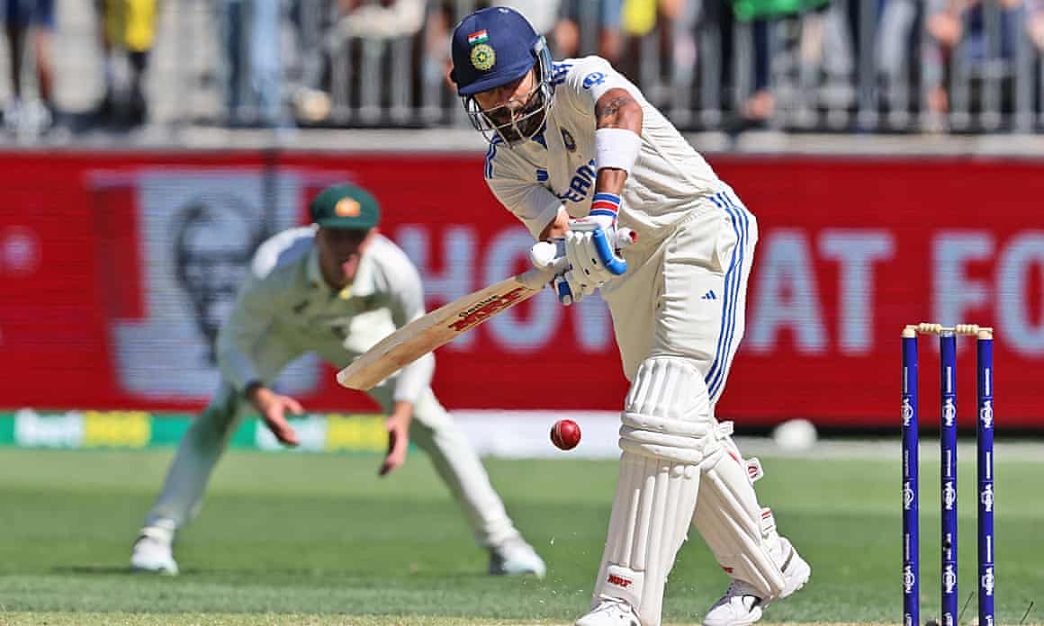 Virat Kohli bats on the third day of the first Test between Australia and India in Perth.