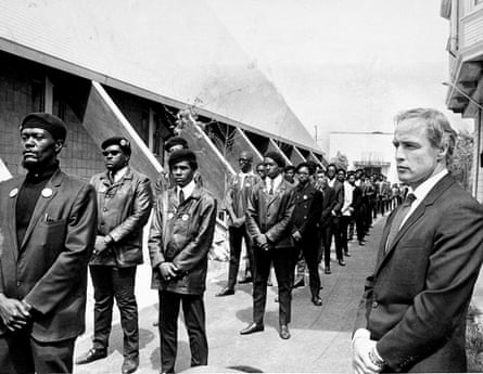 Marlon Brando attending the Black Panther Party rally.