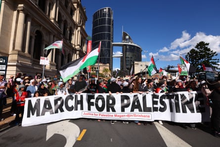 An estimated 50,000 protesters participated in the pro-Palestinian rally in Brisbane on Sunday.