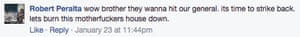 Robert Peralta’s Facebook post.