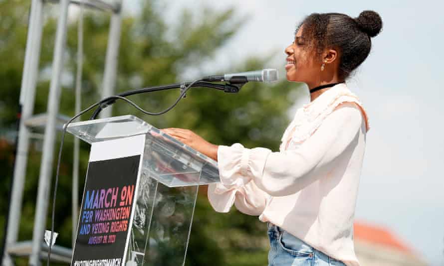Yolanda Renee King spoke at the ‘March on for Voting Rights’ event on 28 August 2021 in Washington, DC.