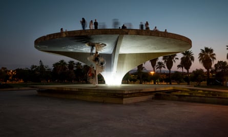 The helipad, lit for the opening of the 2018 Cycles of Collapsing Progress exhibition
