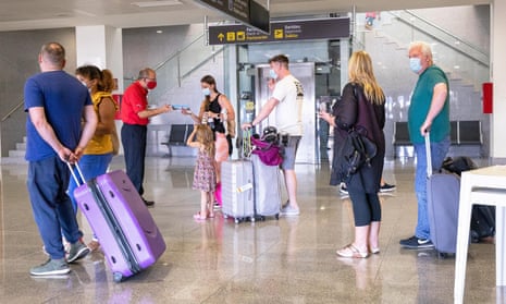 Passengers arrive in Menorca on 1 July on the first flight from the UK since the Balearics were included on the Covid-19 green travel risk list.