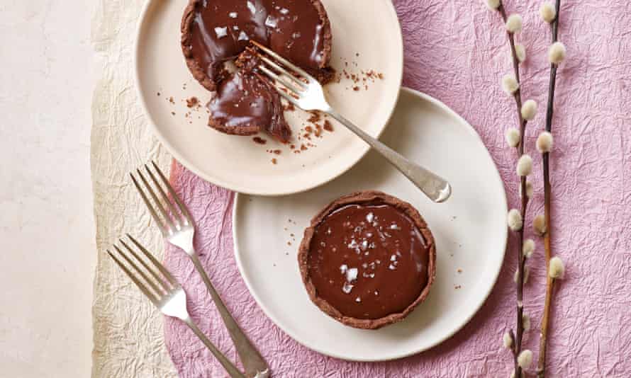 Claire Ptak’s milk chocolate and bay leaf tarts.