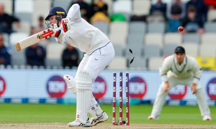 Zak Crawley is smitten in his second innings of the second Test against New Zealand