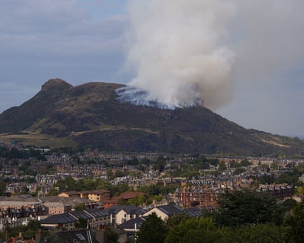 Fire on the hill with Edinburgh shown in the foreground