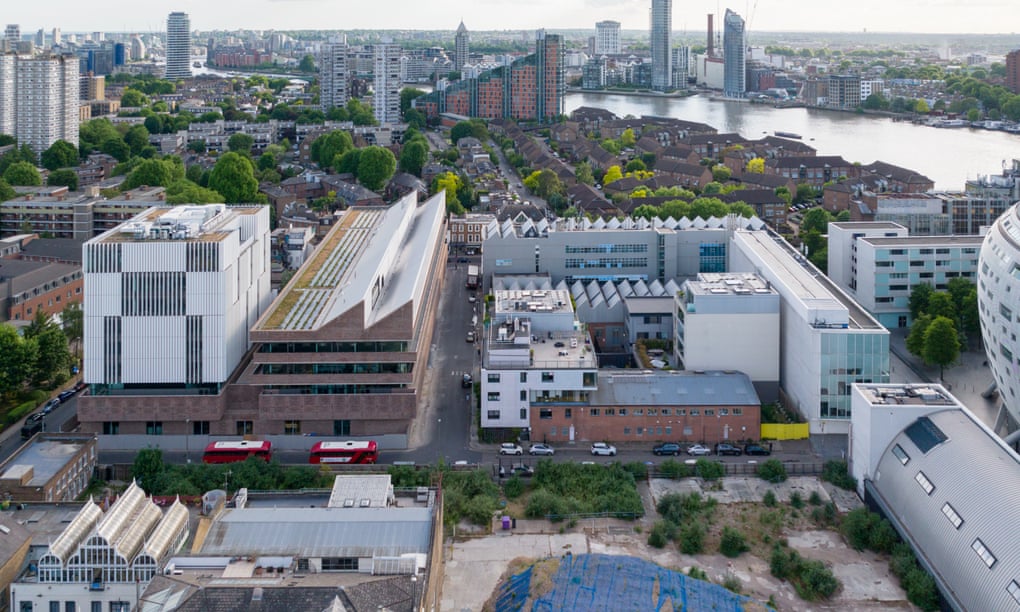 An aerial view of Herzog + de Meuron’s new Royal College of Art campus in Battersea