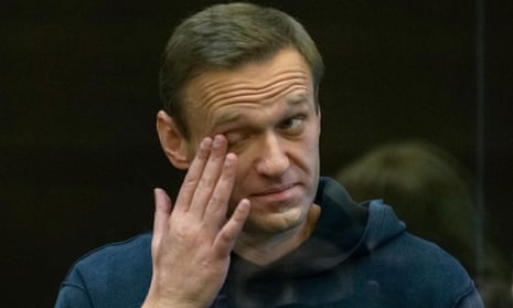 Alexei Navalny during the court hearing in Moscow on Tuesday.