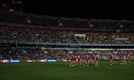 Brisbane players permission the tract aft the lights spell out