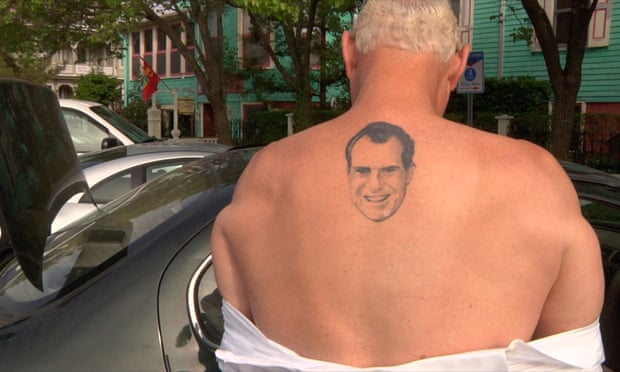 Stone and his notorious Richard Nixon tattoo.