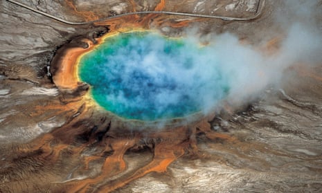 The Grand Prismatic hot spring at Yellowstone, where the four friends who market themselves under the clothing and entertainment brand High on Life went off trail.