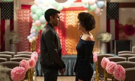 Reboot … Nikesh Patel and Nathalie Emmanuel in the TV version of Four Weddings and a Funeral.