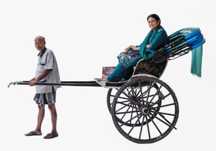 Rickshaw puller Tapeshwar and teacher Ruma in Kolkata, India