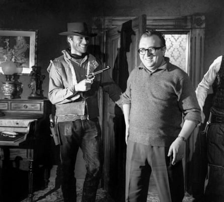 Leone rehearsing the scene in which Eastwood as Joe snatches Sheriff John Baxter’s gun from his holster, on the set of Fistful of Dollars: ‘Watch me, Clint.’
