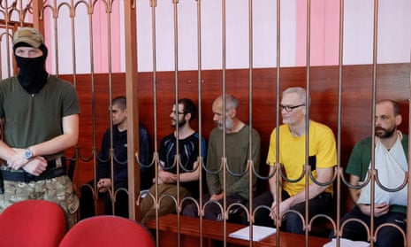 Vjekoslav Prebeg, Dylan Healy, John Harding, Mathias Gustafsson and Andrew Hill during a court hearing in August 2022.