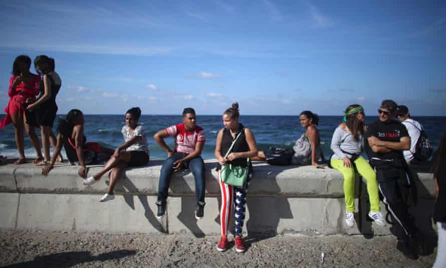 A seafront crowd watch a performance by US electronic music group Major Lazer in Havana