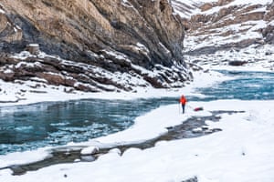 The river can change rapidly. It can be an ice blocks dotted slow moving body of water or it can be a narrow and extremely fast wild rapids. Scary in both cases, especially when you realize how thin the ice can be
