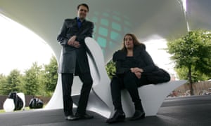 Schumacher and Hadid in a temporary art installation they created in Hyde Park, London, in 2007.