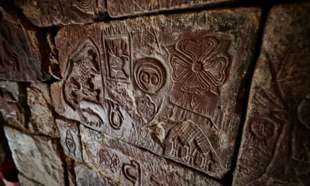 A close-up view of some of the carvings