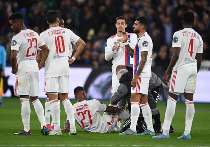West Ham v Lyon: Europa League quarter-final, first leg – live! | Europa League 3 Jerome Boateng goes down with cramp. In the first half. Hmmm.