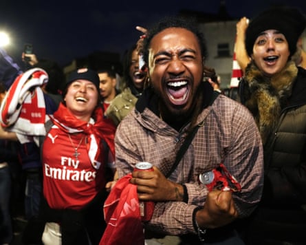 Arsenal fans at the EmiratesArsenal fans celebrate at the Emirates Stadium, London. Arsenal were crowned Premier League champions for the first time in 22 years after Manchester City were held to a 1-1 draw at Bournemouth. Picture date: Tuesday May 19, 2026. PA Photo. Photo credit should read: Jeff Moore/PA Wire.
RESTRICTIONS: EDITORIAL USE ONLY No use with unauthorised audio, video, data, fixture lists, club/league logos or "live" services. Online in-match use limited to 120 images, no video emulation. No use in betting, games or single club/league/player publications.