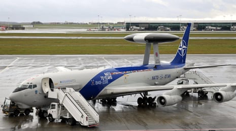 A file photo of a Nato Awacs aircraft standing on the tarmac at Melsbroek on the outskirts of Brussels, Belgium in 2019.