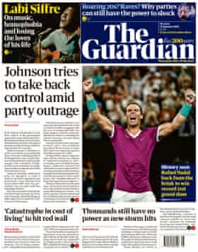 Guardian front page, 31 January 2022
