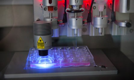 A RegenHU 3D bioprinter at work at Zurich University of Applied Sciences.