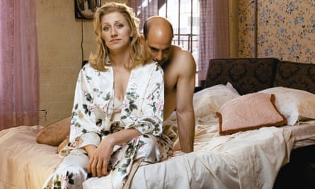 Edie Falco and Stanley Tucci in the Broadway revival of Frankie and Johnny in the Clair de Lune in 2002.