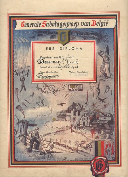 Sabotage diploma granted to Jaak Daemen in 1948