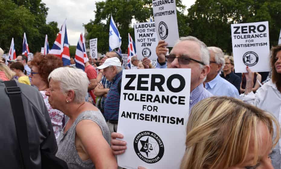A protest against antisemitism in London in 2018.