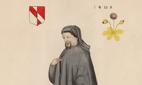 Illustration of Geoffrey Chaucer (c 1343 - 1400) Original Artwork: engraving by H Shaw, 1402