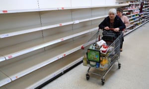 Empty shelves at a Sainsbury's supermarket. (Photograph: Mike Egerton/PA Wire)