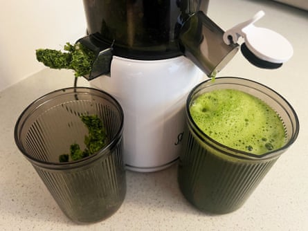 The pulp and juice from a vegetable juicer