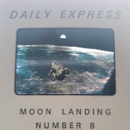 Picture of a commemorative slide issued by the Daily Express shortly after the moon landings in 1969.