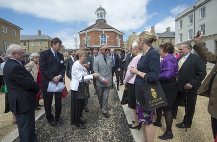 Prince Charles meeting residents on a visit to Poundbury, Dorset, May 2013