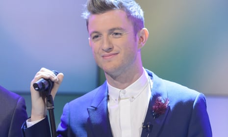 Matley performing with the Overtones on Lorraine Live, 14 December 2012.