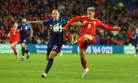 Harry Wilson of Wales scores a goal.