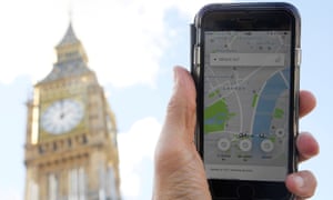 Uber app in London