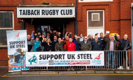 Taibach Rugby Club with support UK steel posters