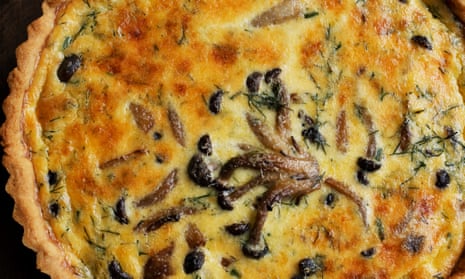 ‘Its face turns golden as it cooks’: mushroom and dill tart.