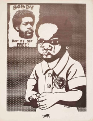 Bobby Must Be Set Free!, 1970 Reginald “Malik” EdwardsBefore joining the Black Panther Party in 1970, Reginald “Malik” Edwards had fought in the Vietnam war as a marine. He was deeply affected by his wartime experience of racism, and, after he left the Marine Corps, he joined the Black Panther Party. Edwards ran the Washington, DC chapter of the BPP, and was asked to come to Oakland because he was an artist. This image depicts a young boy, perhaps Bobby Seale’s son, also named Malik (after Malcolm X), crying in front of a poster demanding Seale’s freedom.