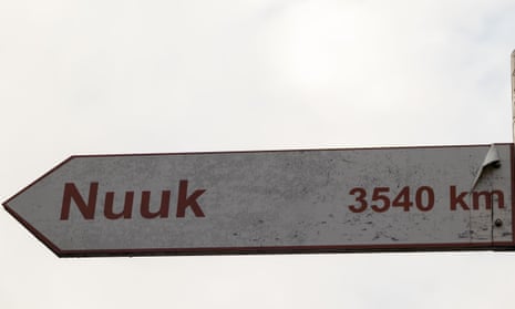 A sign indicating the distance to Nuuk, the capital of Greenland, erected in Strandgade, Copenhagen, Denmark.